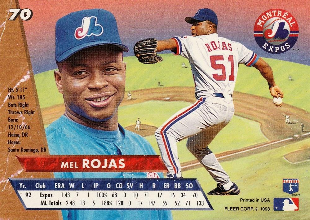 Mel Rojas  baseball card collectible - Main Image 2
