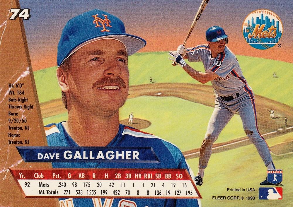 Dave Gallagher  baseball card collectible - Main Image 2