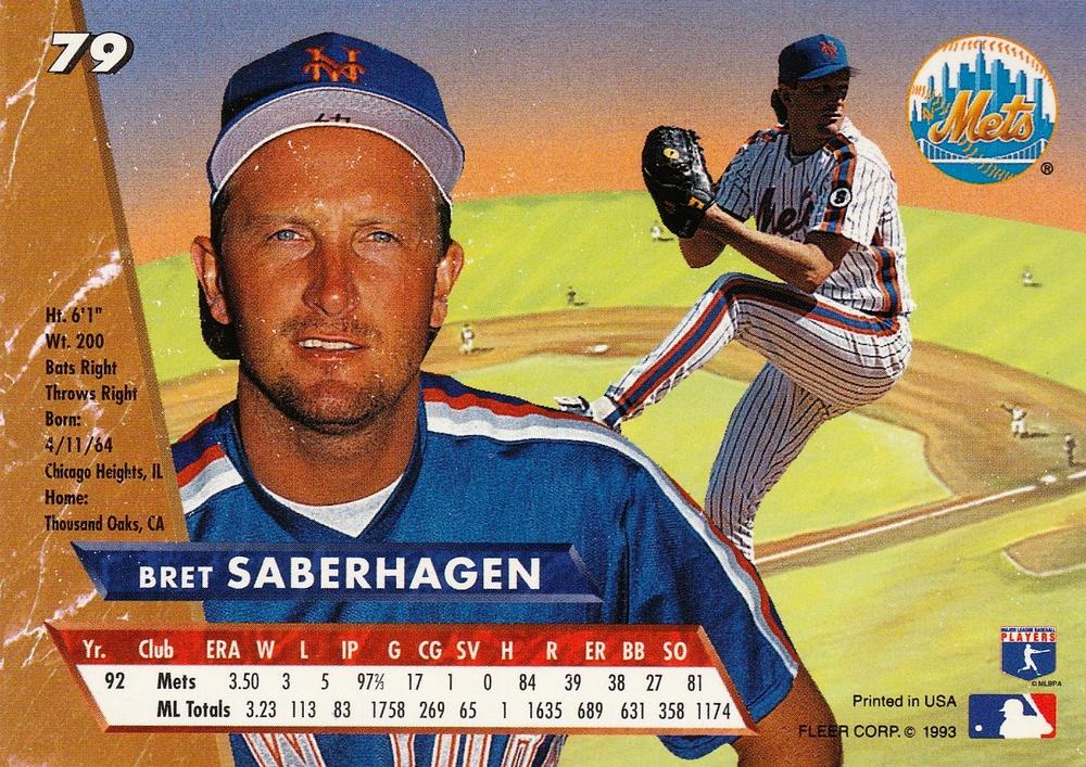 Bret Saberhagen  baseball card collectible - Main Image 2