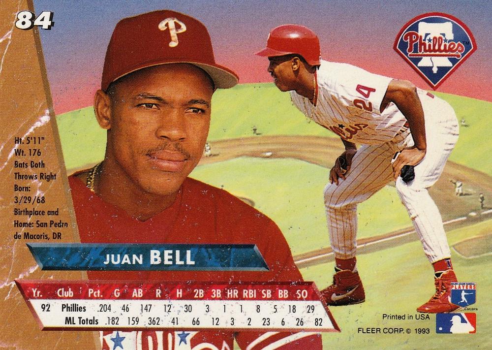 Juan Bell  baseball card collectible - Main Image 2