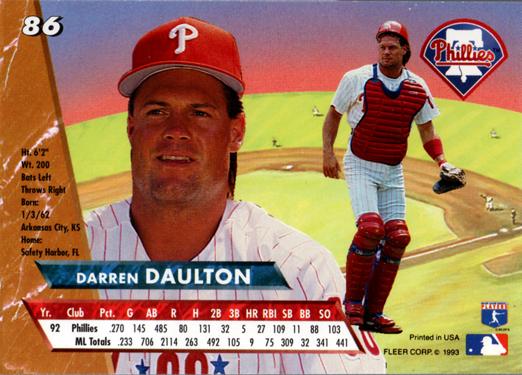 Darren Daulton  baseball card collectible - Main Image 2