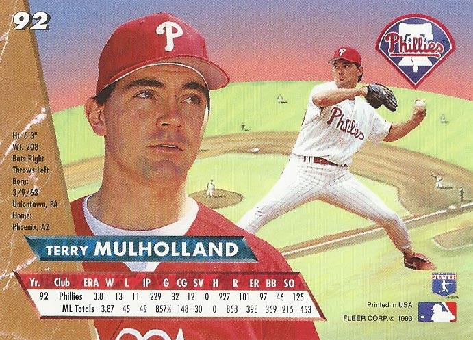 Terry Mulholland  baseball card collectible - Main Image 2
