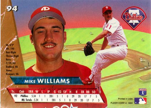 Mike Williams  baseball card collectible - Main Image 2