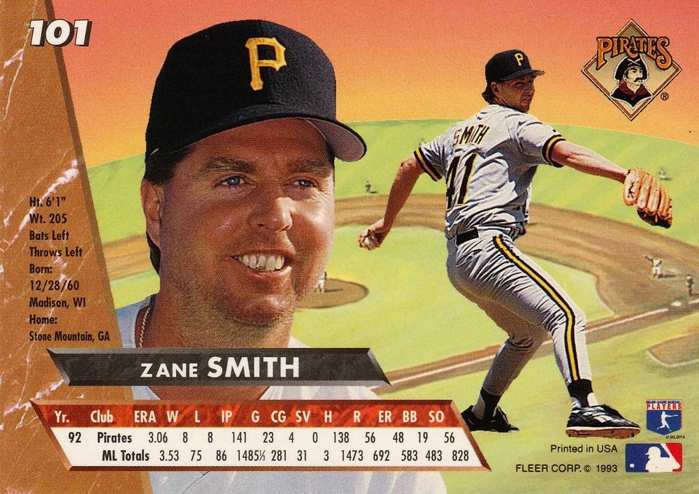 Zane Smith  baseball card collectible - Main Image 2
