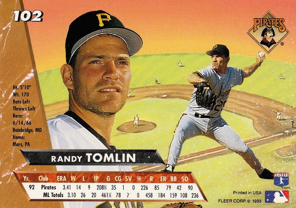 Randy Tomlin  baseball card collectible - Main Image 2