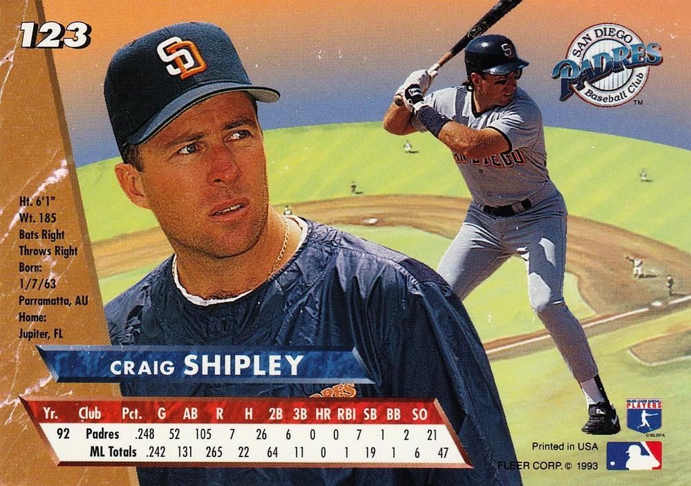 Craig Shipley  baseball card collectible - Main Image 2