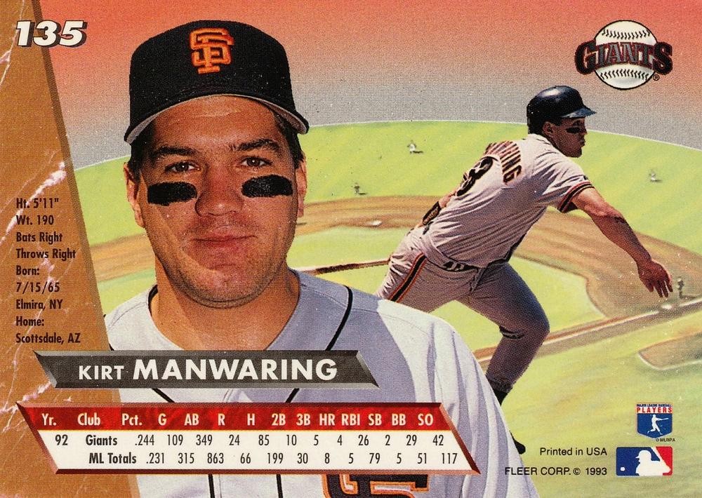 Kirt Manwaring  baseball card collectible - Main Image 2