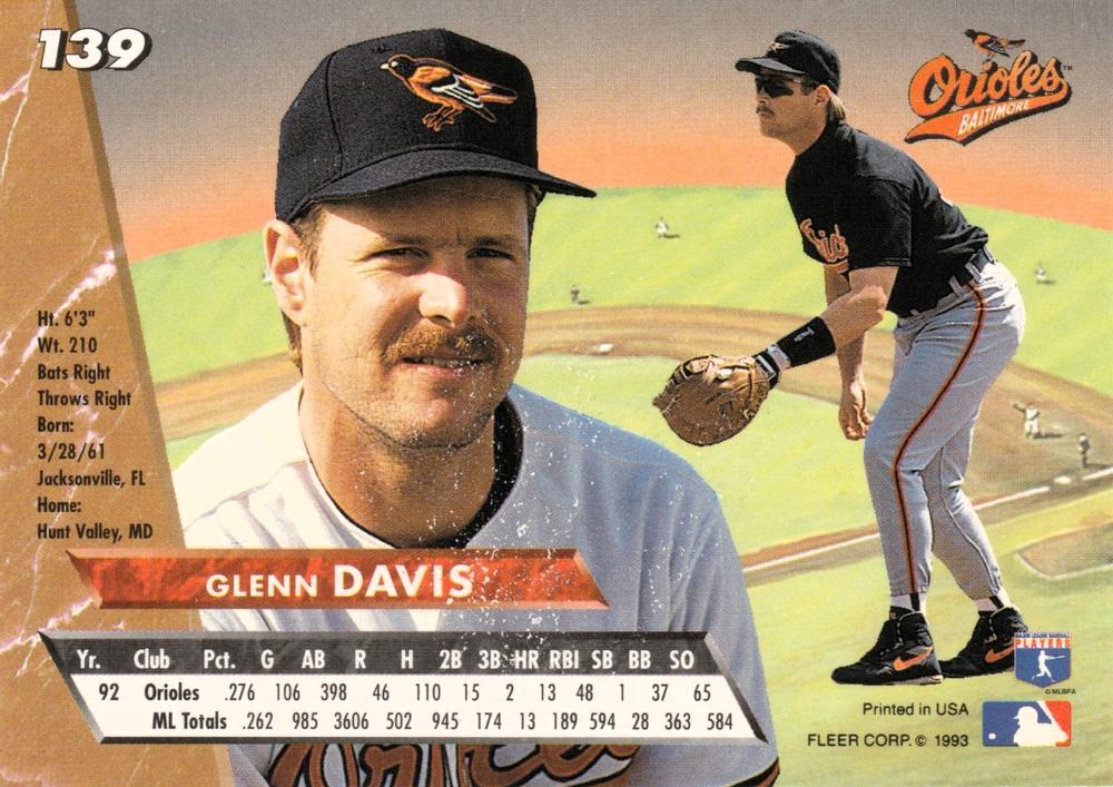 Glenn Davis  baseball card collectible - Main Image 2