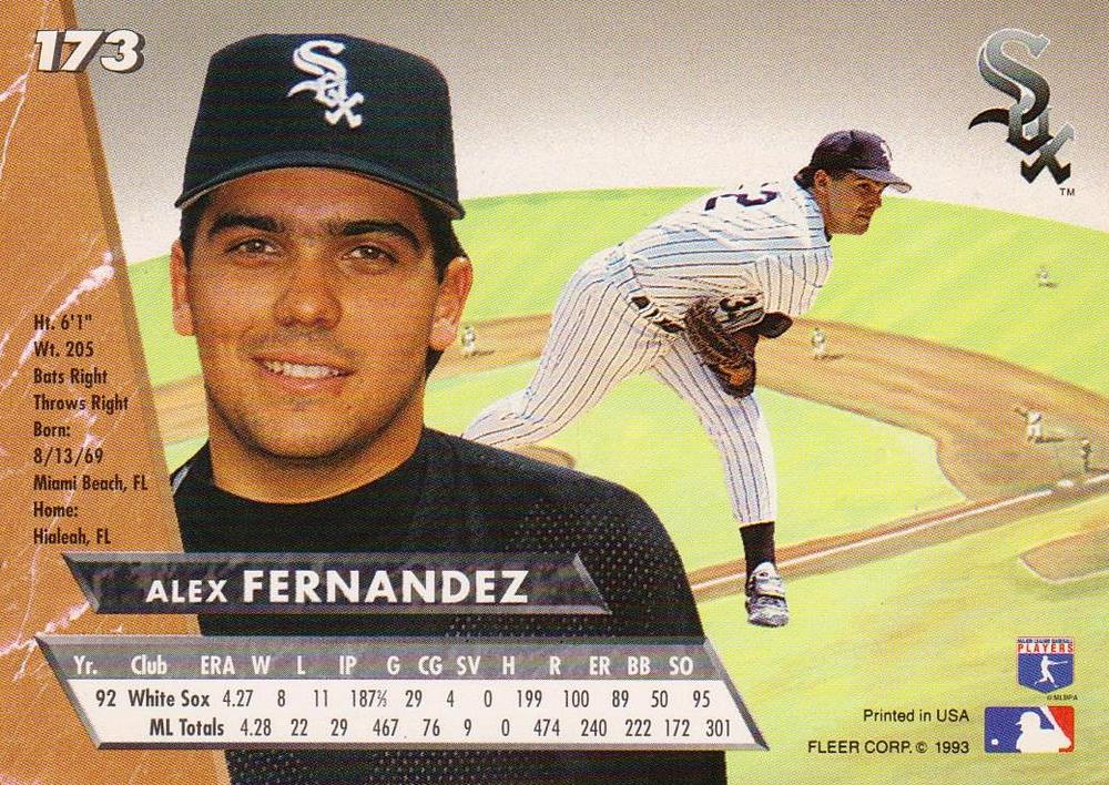 Alex Fernandez  baseball card collectible - Main Image 2