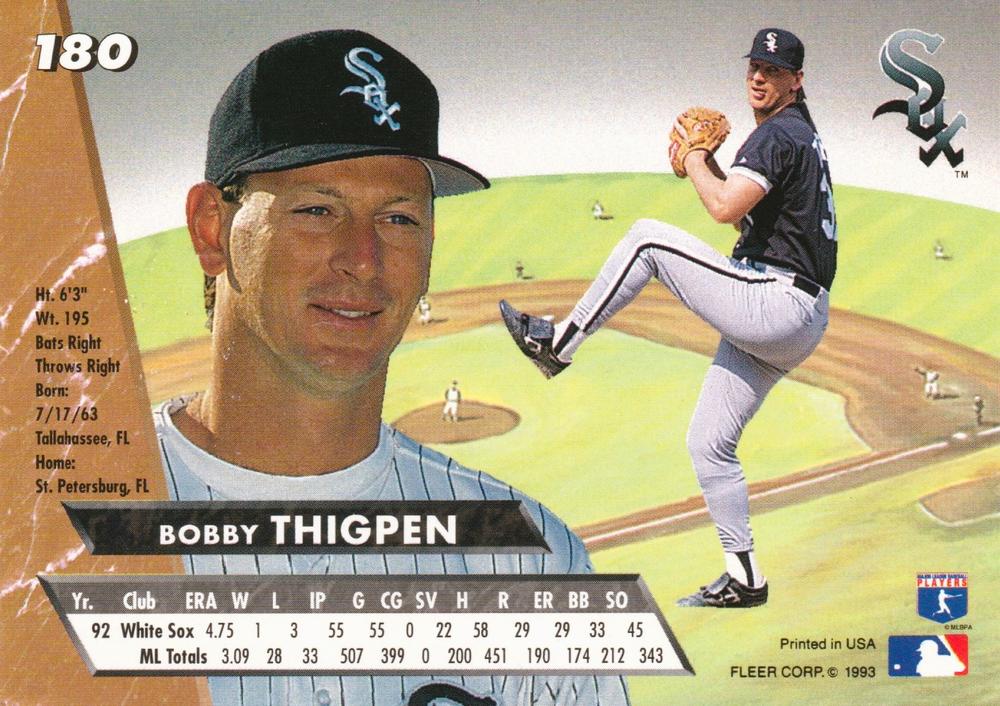 Bobby Thigpen  baseball card collectible - Main Image 2