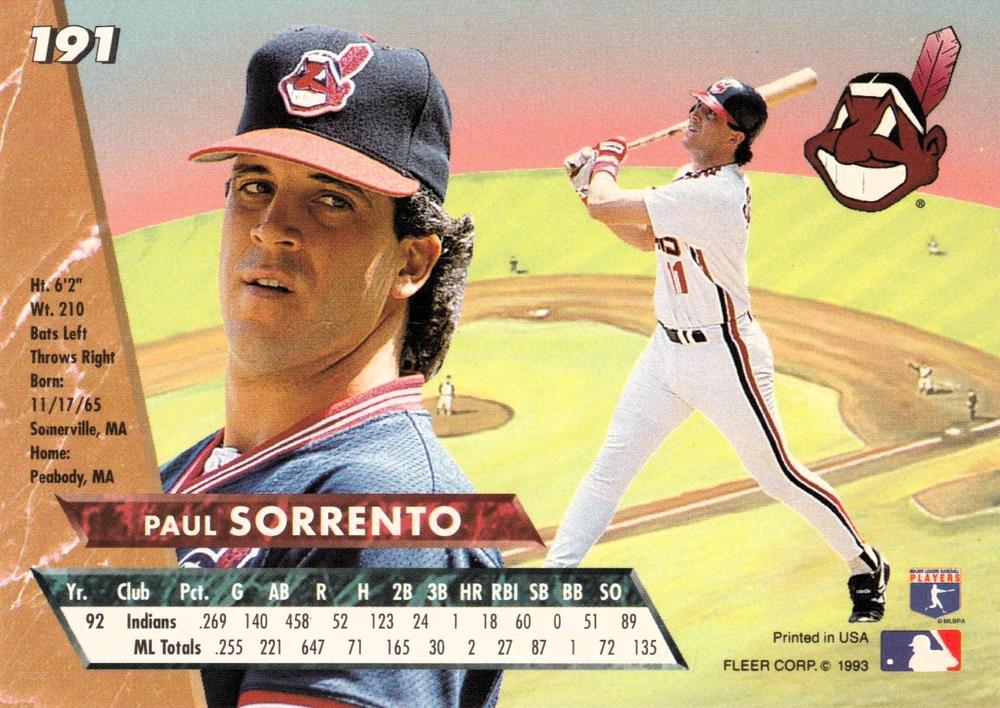 Paul Sorrento  baseball card collectible - Main Image 2