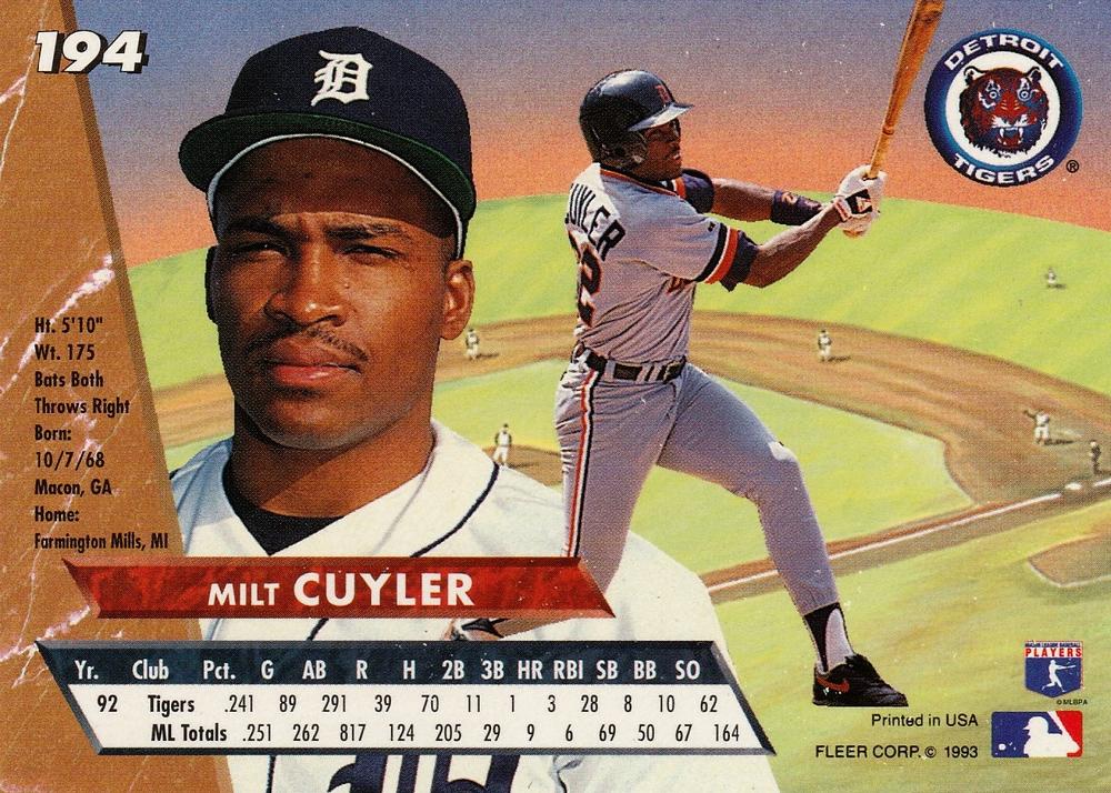 Milt Cuyler  baseball card collectible - Main Image 2