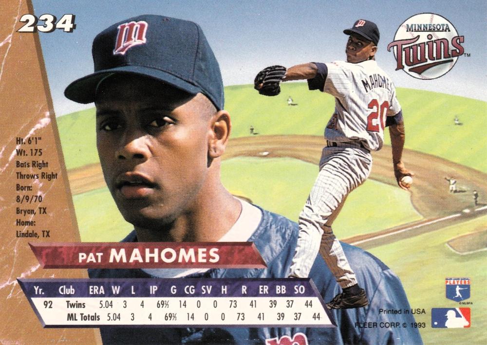 Pat Mahomes  baseball card collectible - Main Image 2