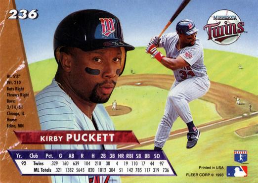 Kirby Puckett  baseball card collectible - Main Image 2