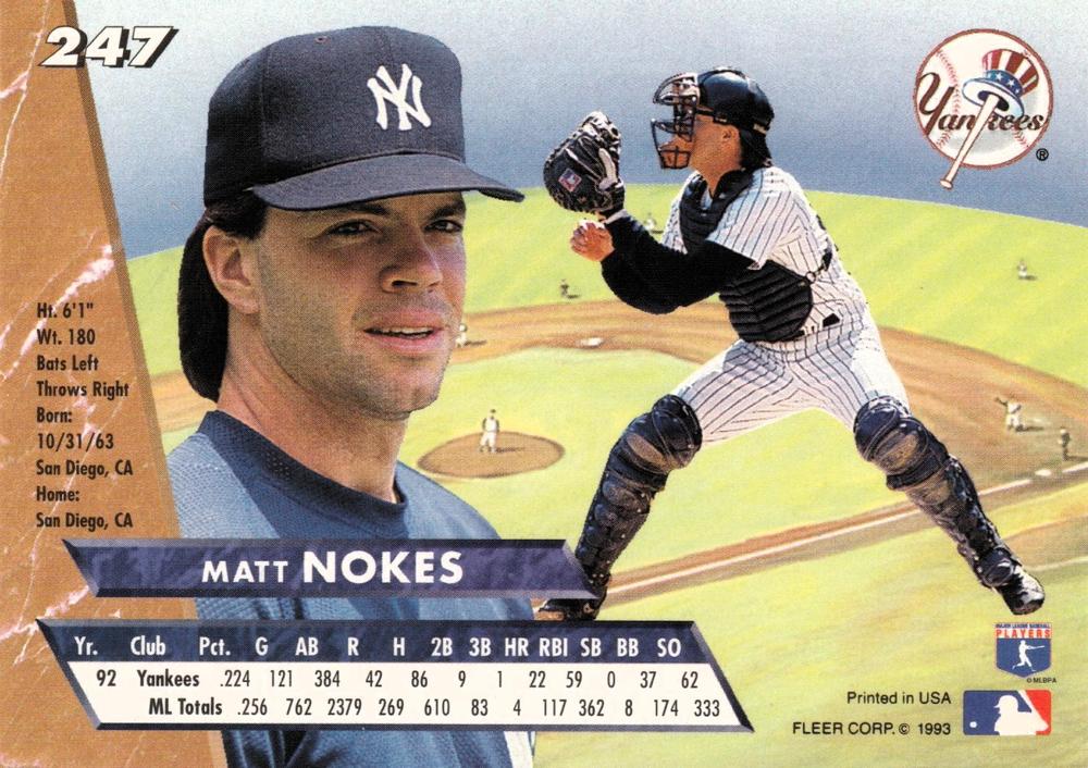 Matt Nokes  baseball card collectible - Main Image 2
