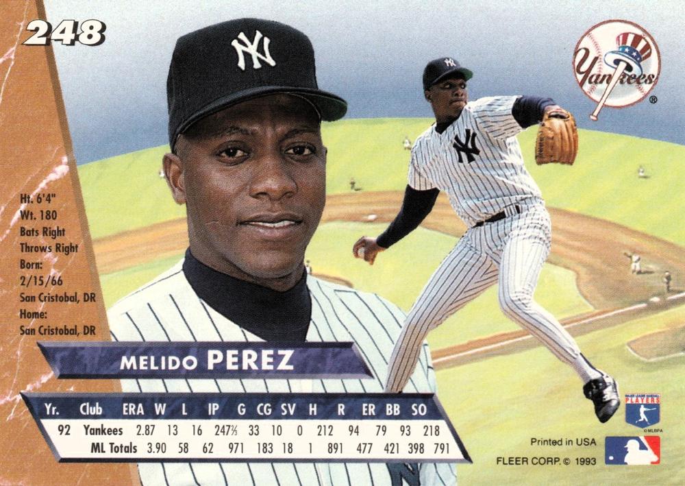 Melido Perez  baseball card collectible - Main Image 2
