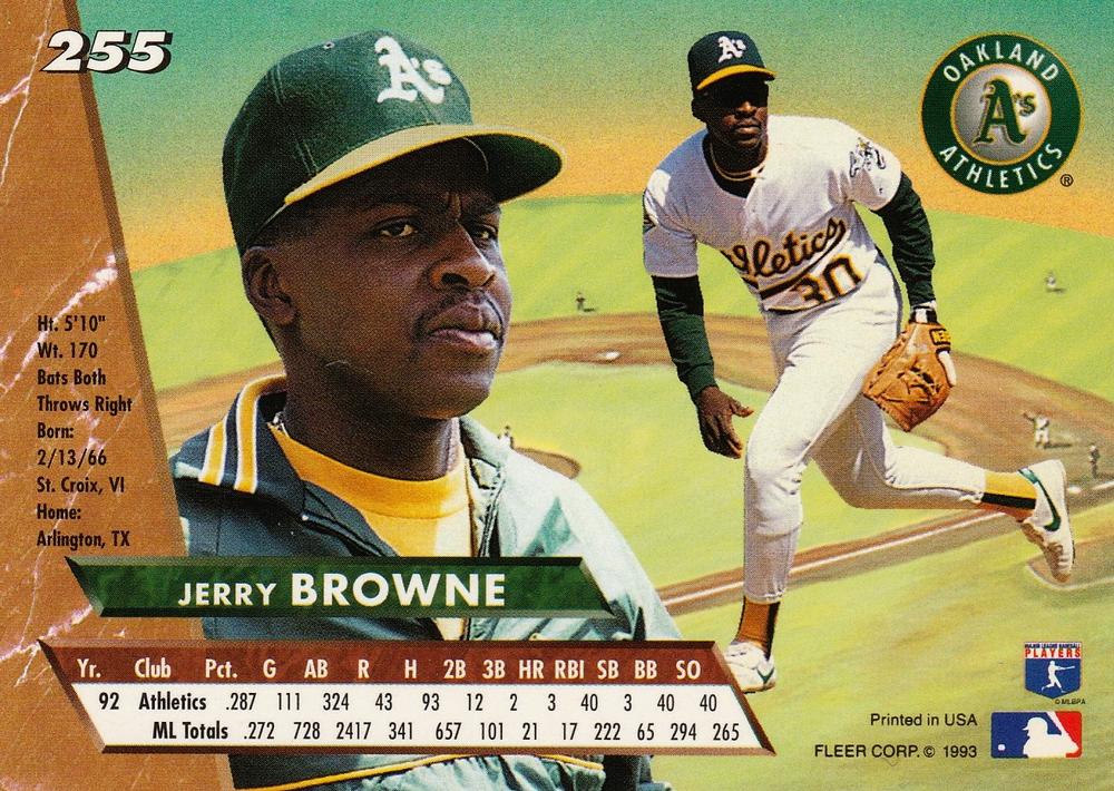 Jerry Browne  baseball card collectible - Main Image 2
