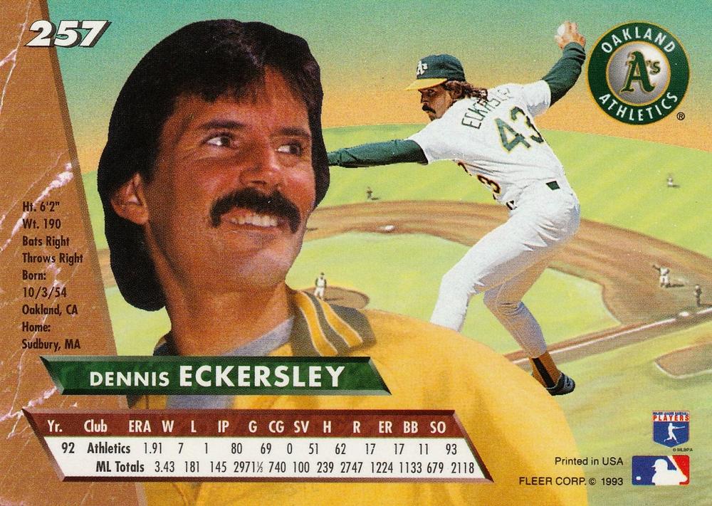 Dennis Eckersley  baseball card collectible - Main Image 2