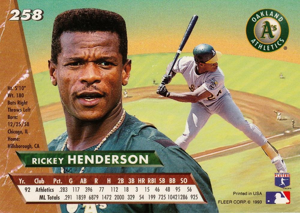 Rickey Henderson  baseball card collectible - Main Image 2