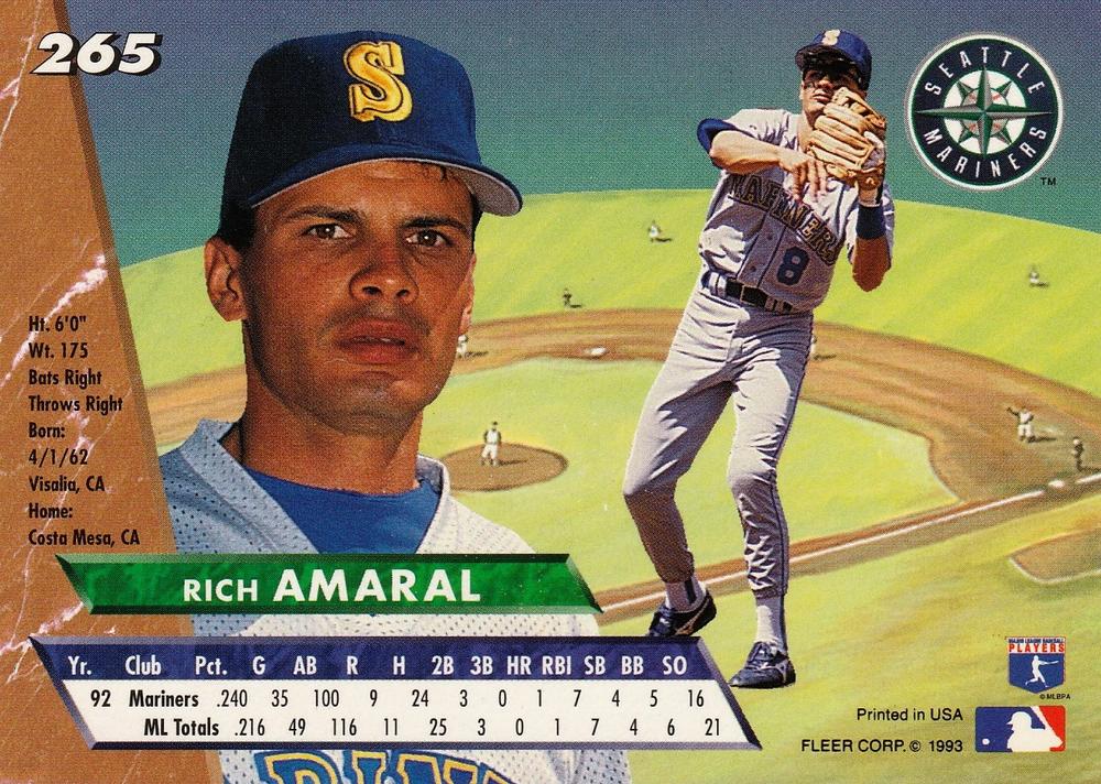 Rich Amaral  baseball card collectible - Main Image 2