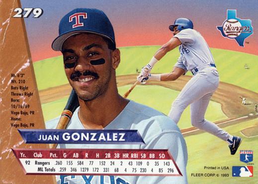 Juan Gonzalez  baseball card collectible - Main Image 2