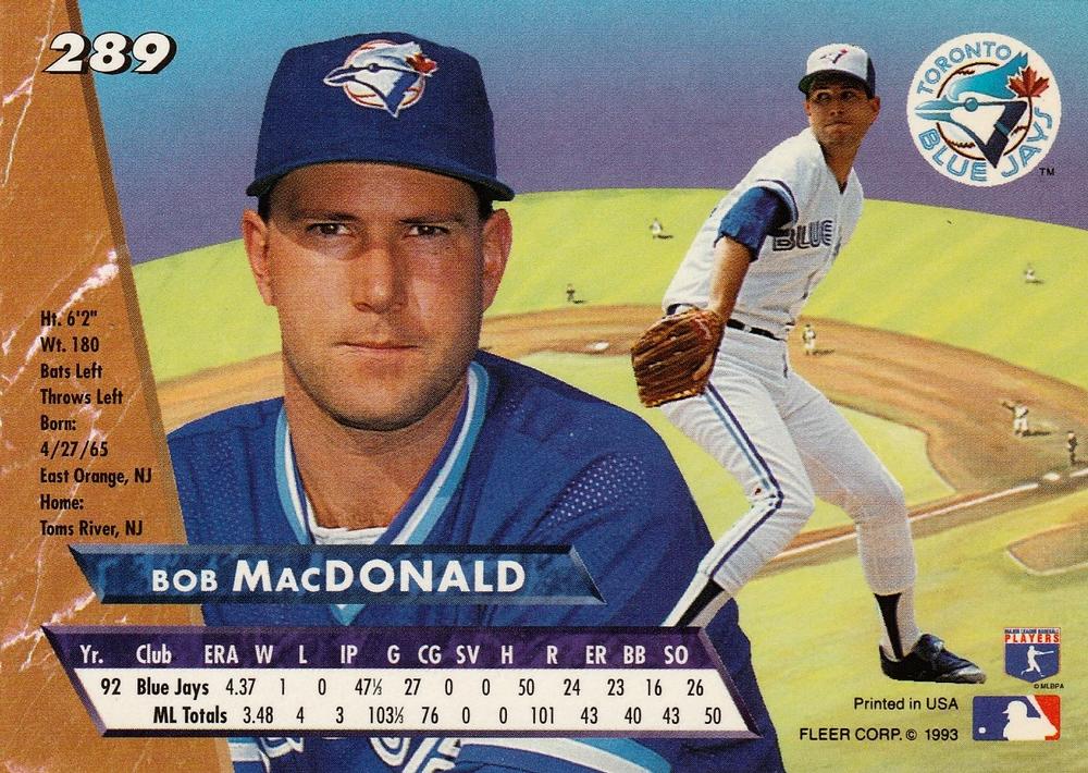 Bob MacDonald  baseball card collectible - Main Image 2