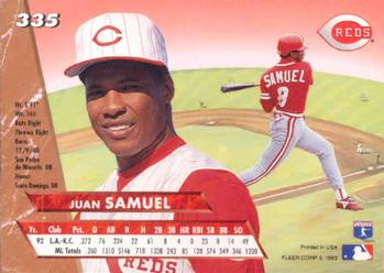 Juan Samuel  baseball card collectible - Main Image 2