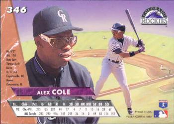 Alex Cole  baseball card collectible - Main Image 2