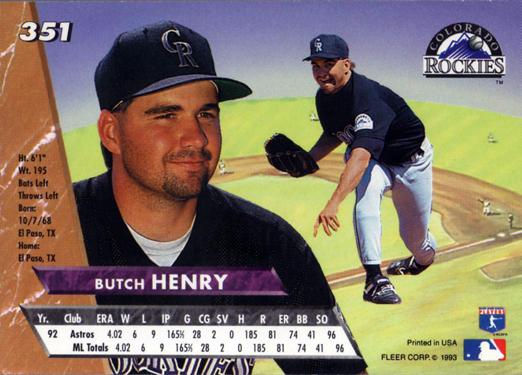 Butch Henry  baseball card collectible - Main Image 2