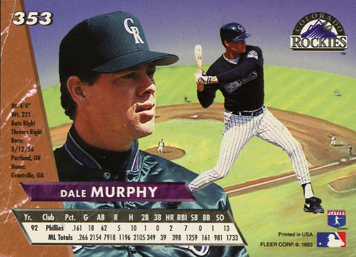 Dale Murphy  baseball card collectible - Main Image 2