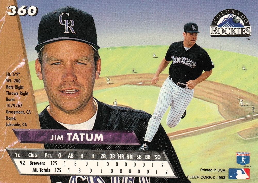 Jim Tatum  baseball card collectible - Main Image 2
