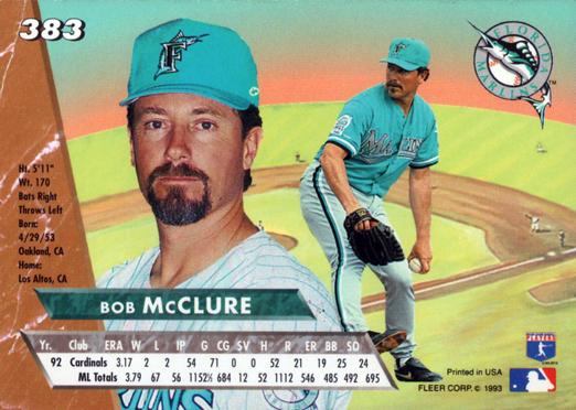 Bob McClure  baseball card collectible - Main Image 2