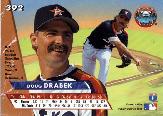 Doug Drabek  baseball card collectible - Main Image 2