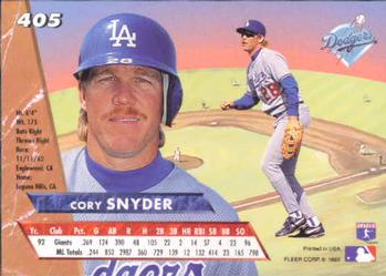 Cory Snyder  baseball card collectible - Main Image 2