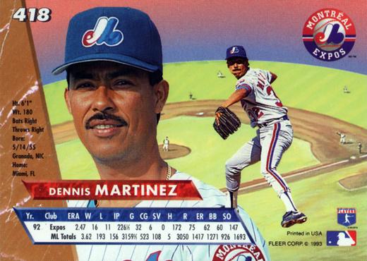 Dennis Martinez  baseball card collectible - Main Image 2