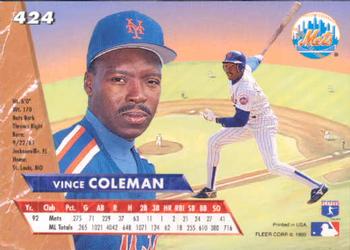 Vince Coleman  baseball card collectible - Main Image 2