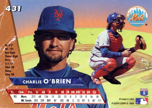 Charlie O’Brien  baseball card collectible - Main Image 2