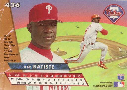 Kim Batiste  baseball card collectible - Main Image 2