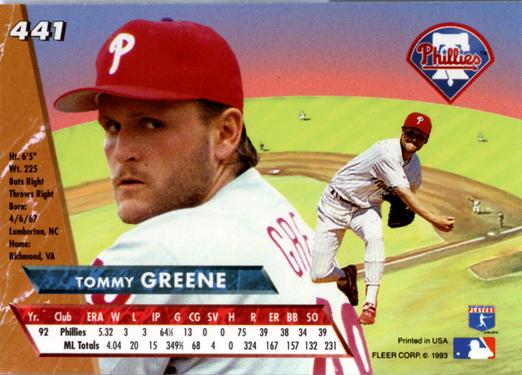 Tommy Greene  baseball card collectible - Main Image 2