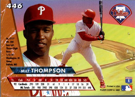 Milt Thompson  baseball card collectible - Main Image 2