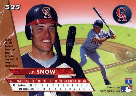 J.T. Snow  baseball card collectible - Main Image 2