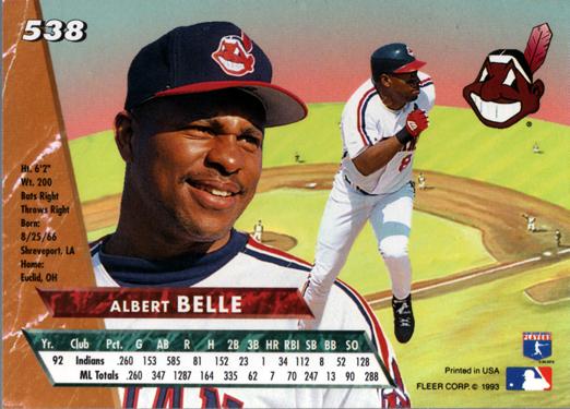 Albert Belle  baseball card collectible - Main Image 2
