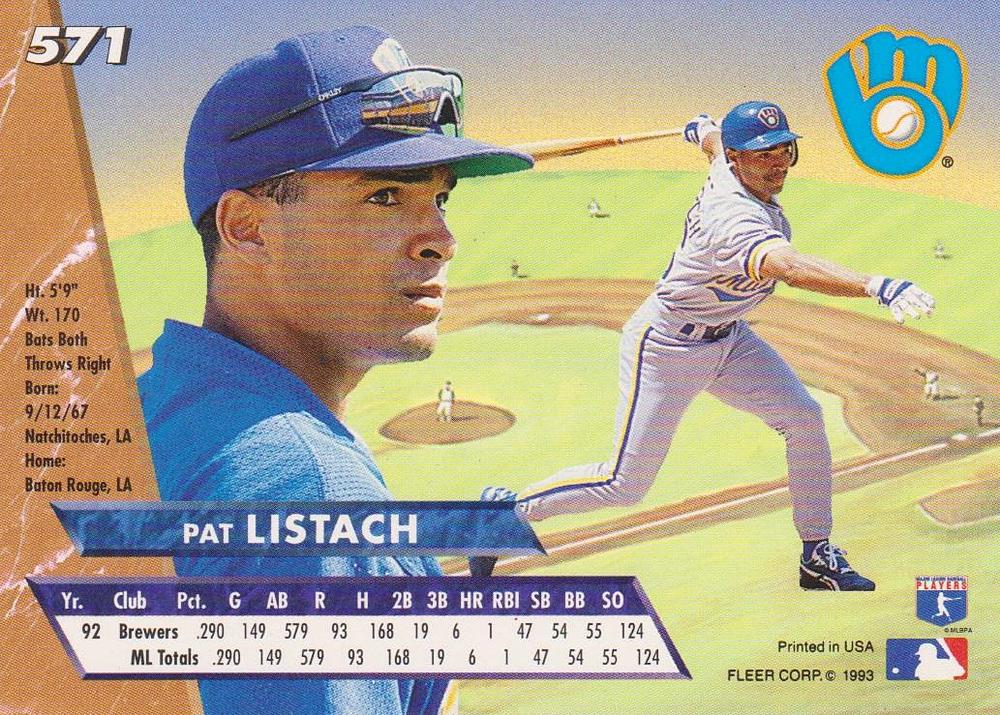 Pat Listach  baseball card collectible - Main Image 2