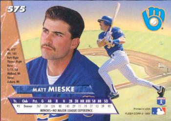 Matt Mieske  baseball card collectible - Main Image 2