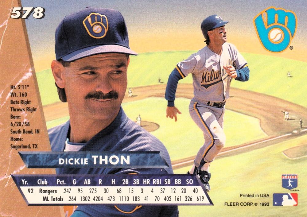 Dickie Thon  baseball card collectible - Main Image 2