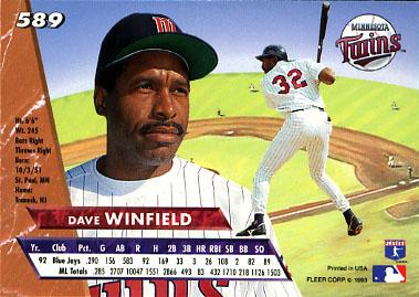 Dave Winfield  baseball card collectible - Main Image 2