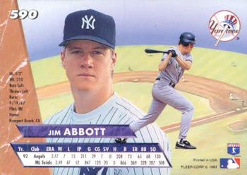 Jim Abbott  baseball card collectible - Main Image 2