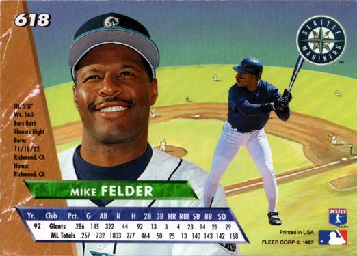 Mike Felder  baseball card collectible - Main Image 2