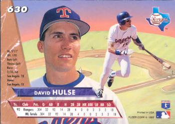 David Hulse  baseball card collectible - Main Image 2