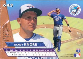 Randy Knorr  baseball card collectible - Main Image 2